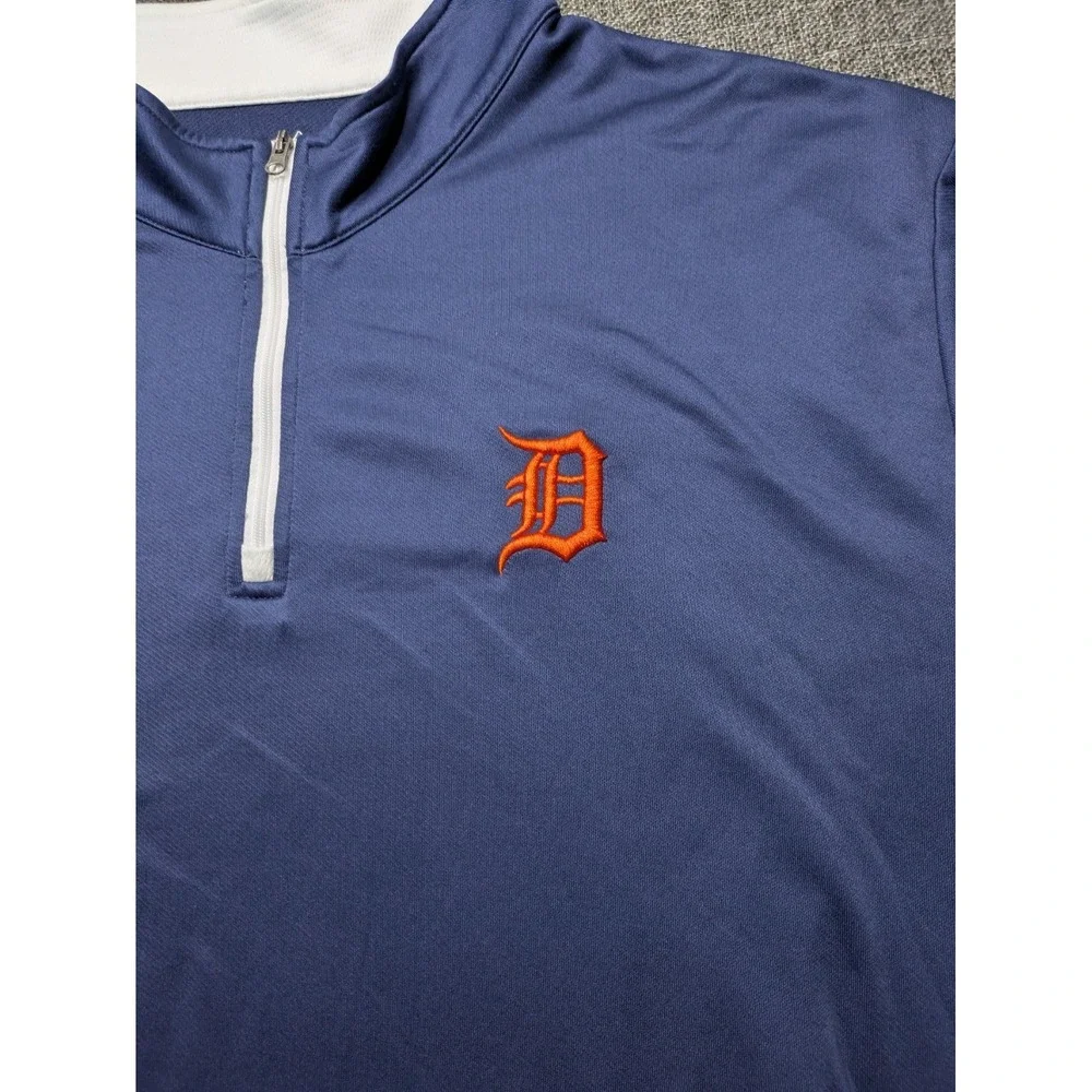 Majestic Detroit Tigers Sports Shirt‎ 2XL MLB Long Sleeve Quarter Zip Sweatshirt